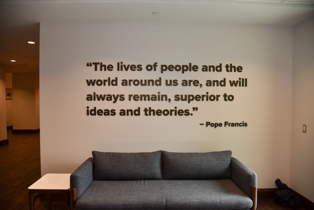 Quote from Pope Francis on wall of Jesuit residence.