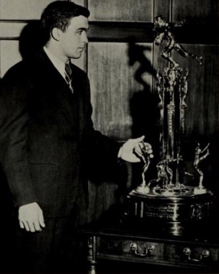 In 1940, Johnny Knolla wins the Creightonian Trophy, the annual award going to the best football player.