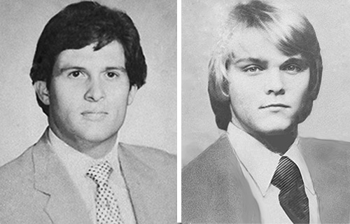 Blue Jay yearbook images of Lee Graves, left, and Jim Simpson when they were Creighton students.