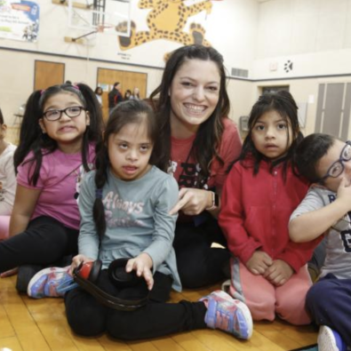 Lisa Moody, MS'22, with her students