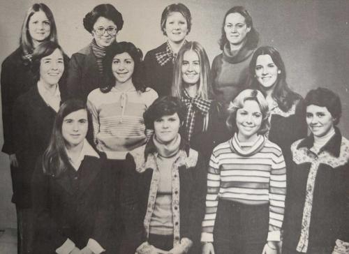 Women stand together for a photo in 1979