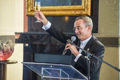 College president gives a toast