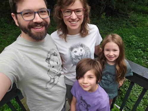 A family takes a selfie
