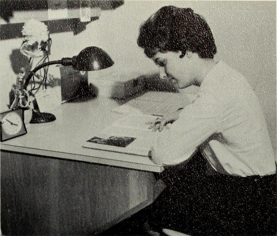 A student studies in Gallagher in the 1960s.