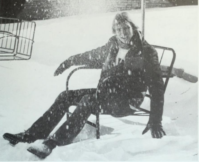 1977 photo of snowy Creighton campus