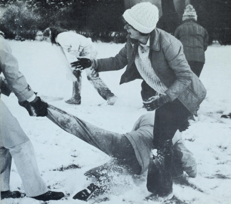1978 photo of snowy Creighton campus