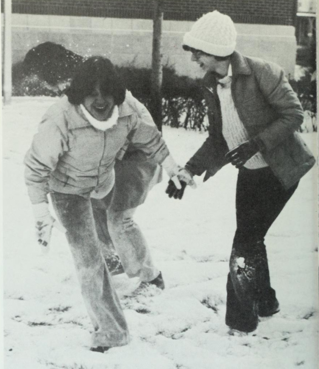 1978 photo of snowy Creighton campus