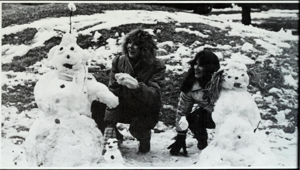 1983 photo of snowy Creighton campus
