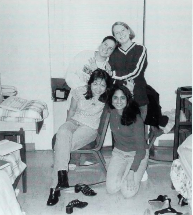 Friends in Gallagher Hall in 1998.