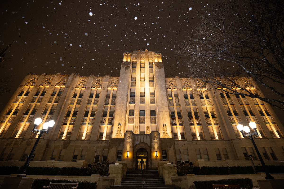 Creighton Hall snow fall