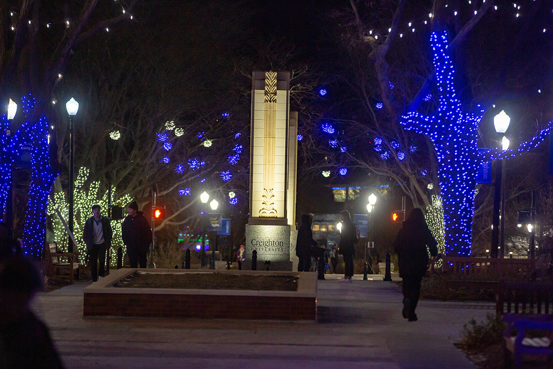 The Mall lit up for the holidays.