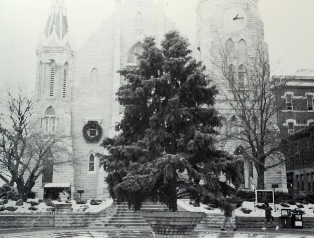 The Christmas tree in front of St. John's.