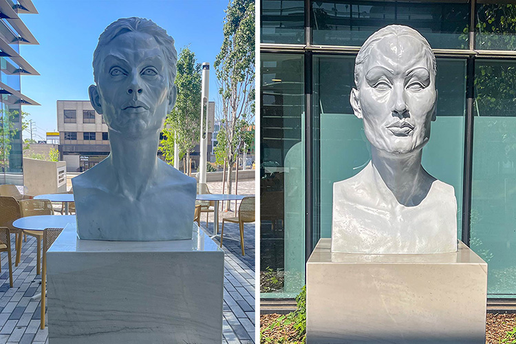 Creighton professor Littleton Alston sculpted two bronze portraits