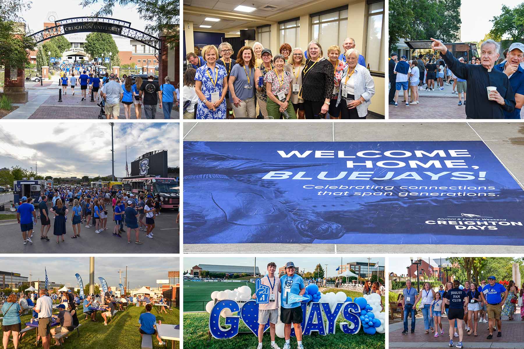 A collage of photos from an alumni weekend