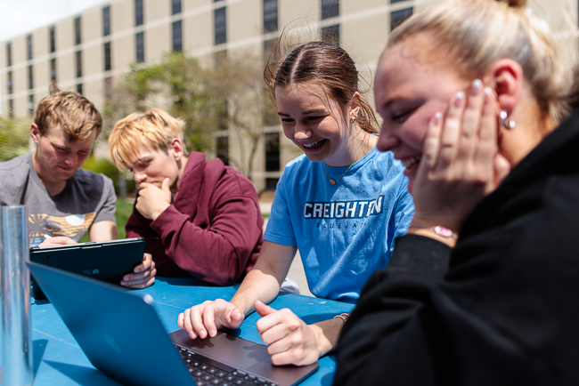 Students on Creighton's campus.