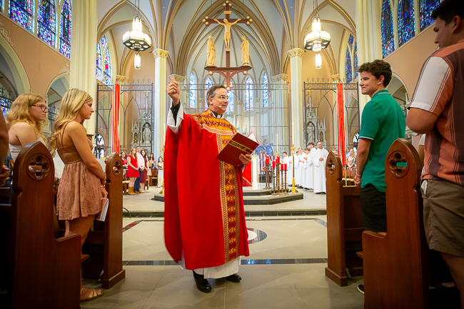 Fr. Hendrickson celebrates the Mass of the Holy Spirit at St. John's Church in 2024.