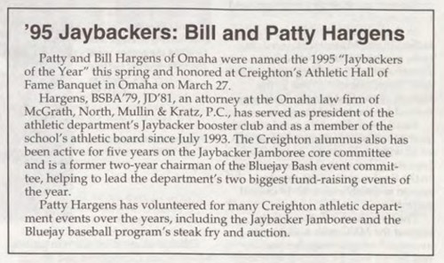 '95 Jaybackers: Bill and Patty Hargens