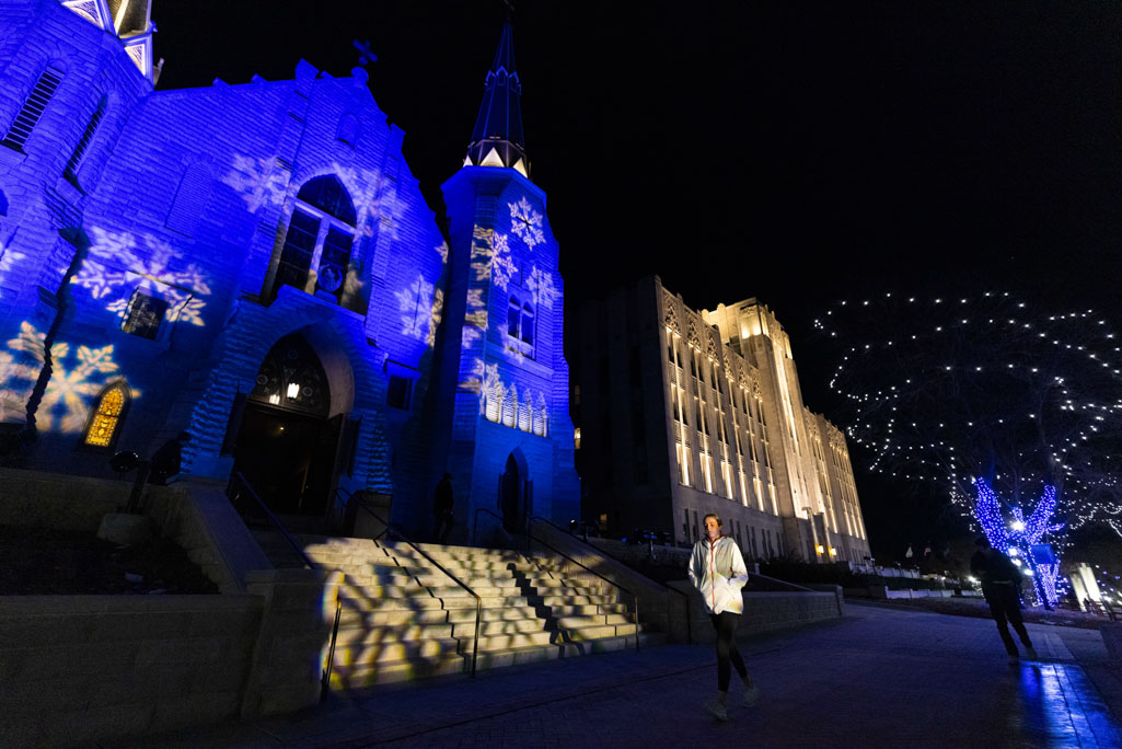 Christmas lights at St. John's Church