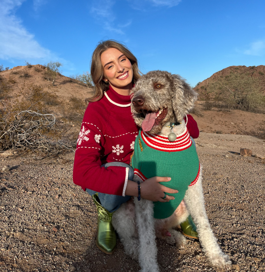 Schilling with her dog, MooMoo.