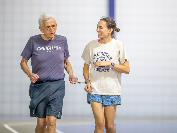 Fr. Gillick and Cassidy on a run in the KFC.