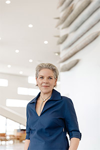 Cindy Weil in front of sculpture
