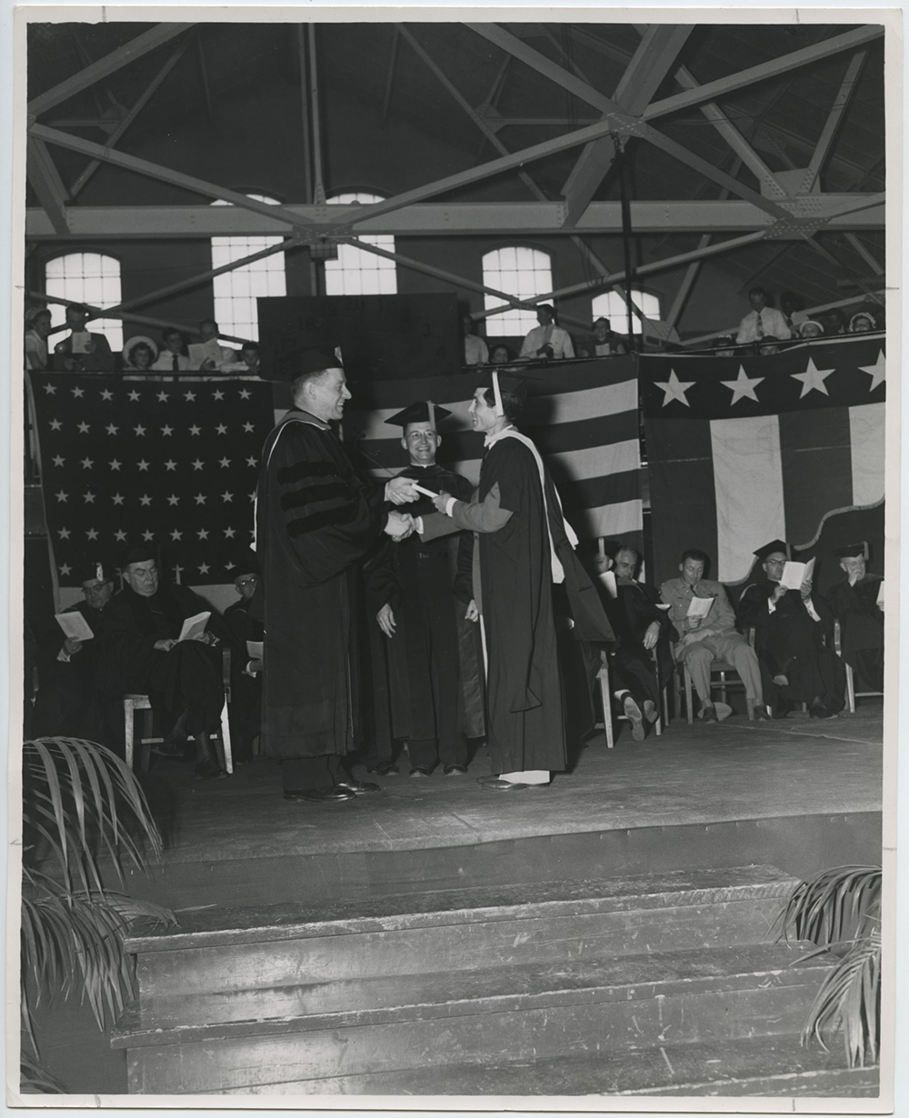 Image of Creighton graduation from the 1940s and 1950s.