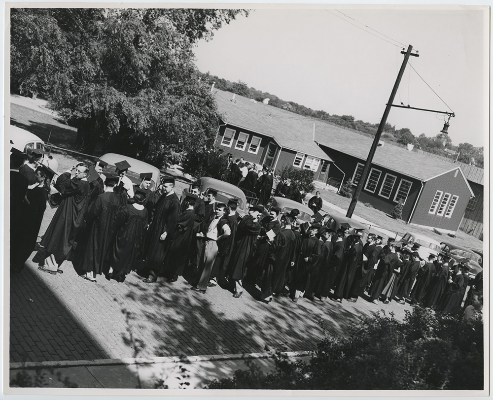 Image of Creighton graduation from the 1940s and 1950s.