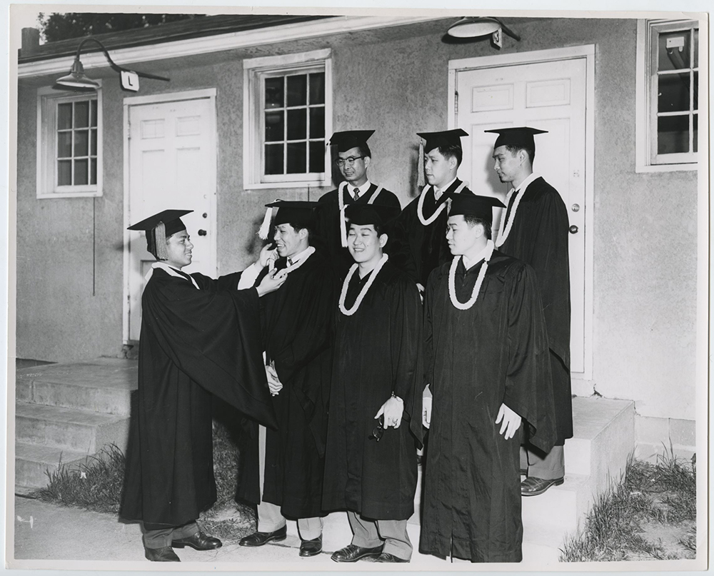 Image of Creighton graduation from the 1940s and 1950s.