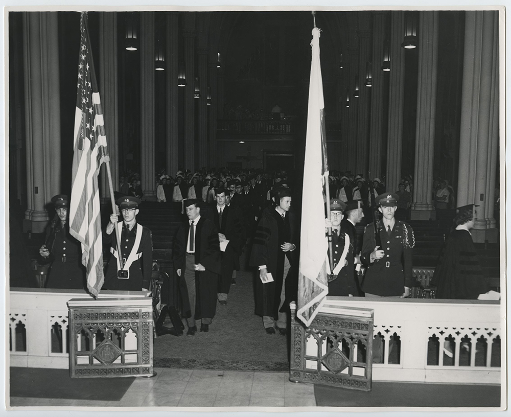 Image of Creighton graduation from the 1940s and 1950s.