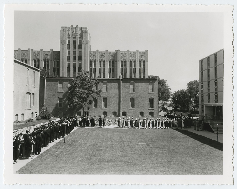 Image of Creighton graduation from the 1940s and 1950s.