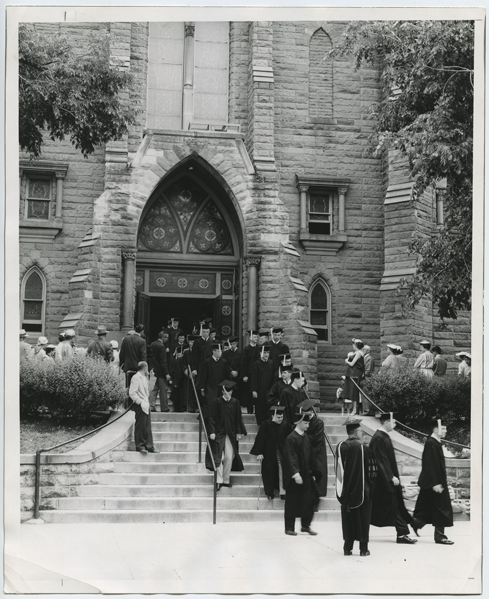 Image of Creighton graduation from the 1940s and 1950s.