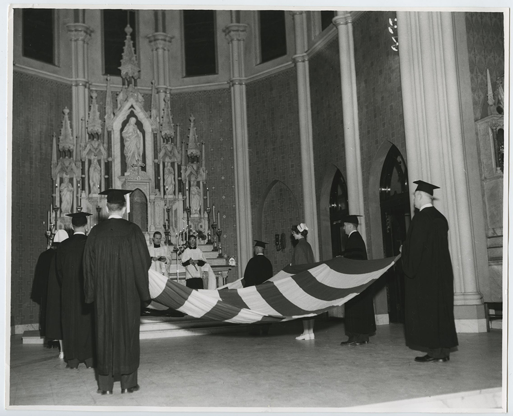 Image of Creighton graduation from the 1940s and 1950s.