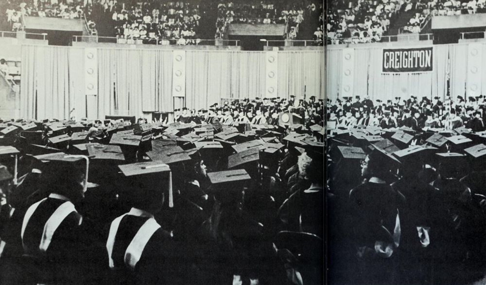 Image of Creighton graduation from the 1970s.