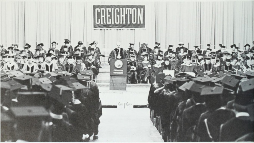 Image of Creighton graduation from the 1980s.