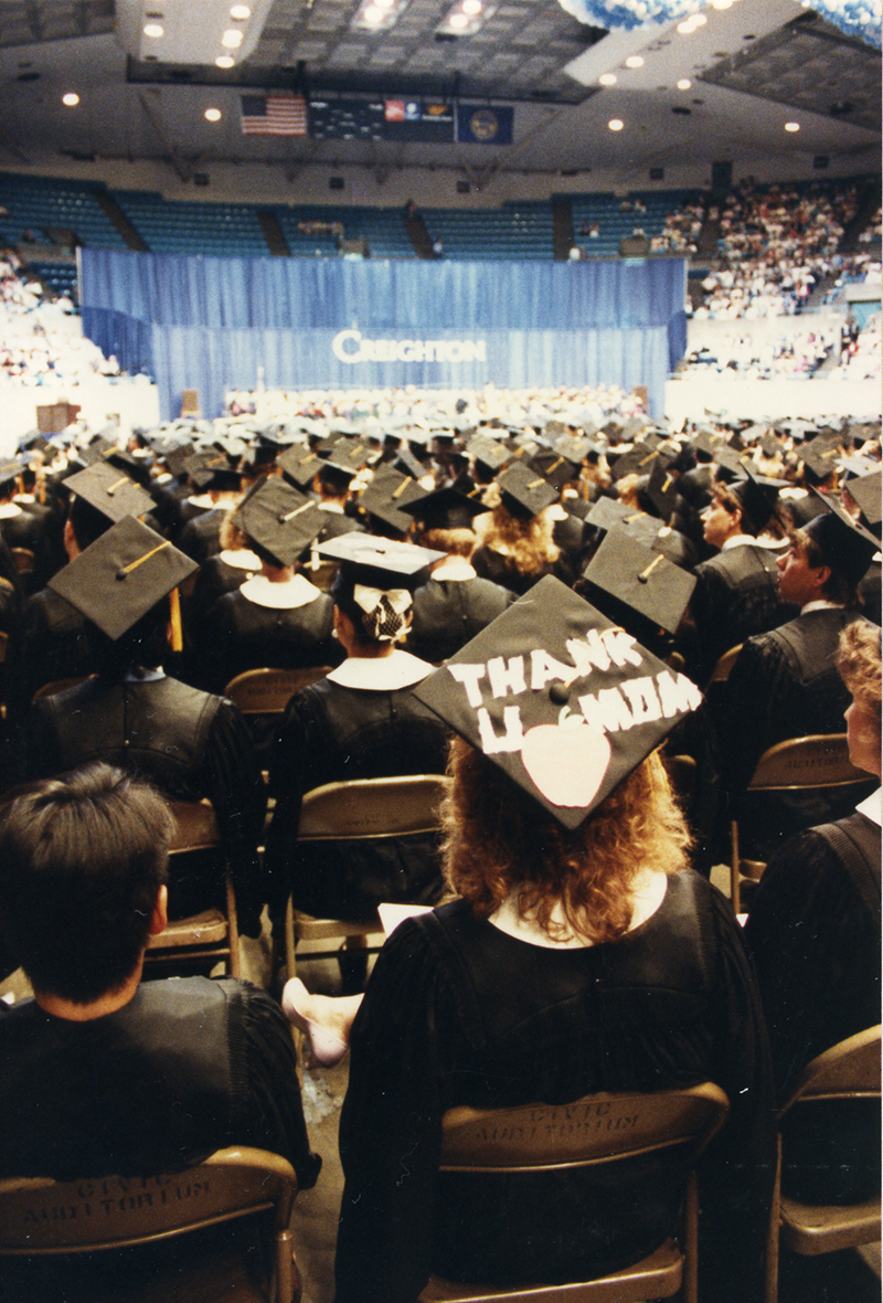 Image of Creighton graduation from the 1980s.