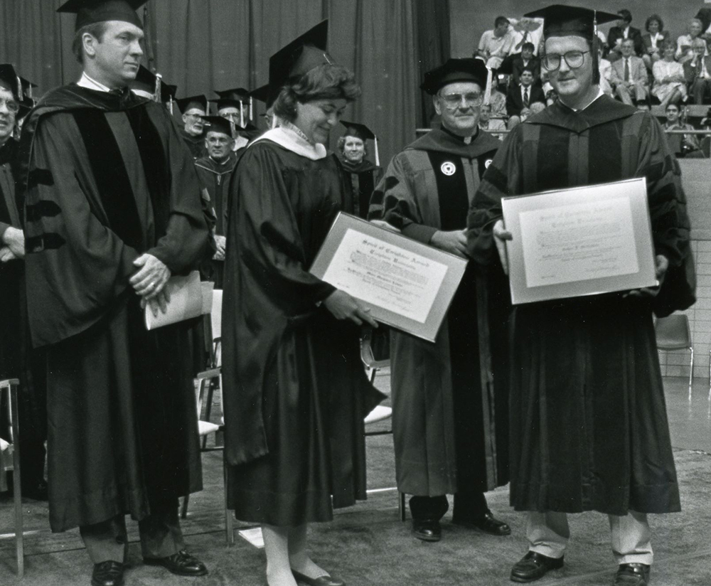 Image of Creighton graduation from the 1980s.