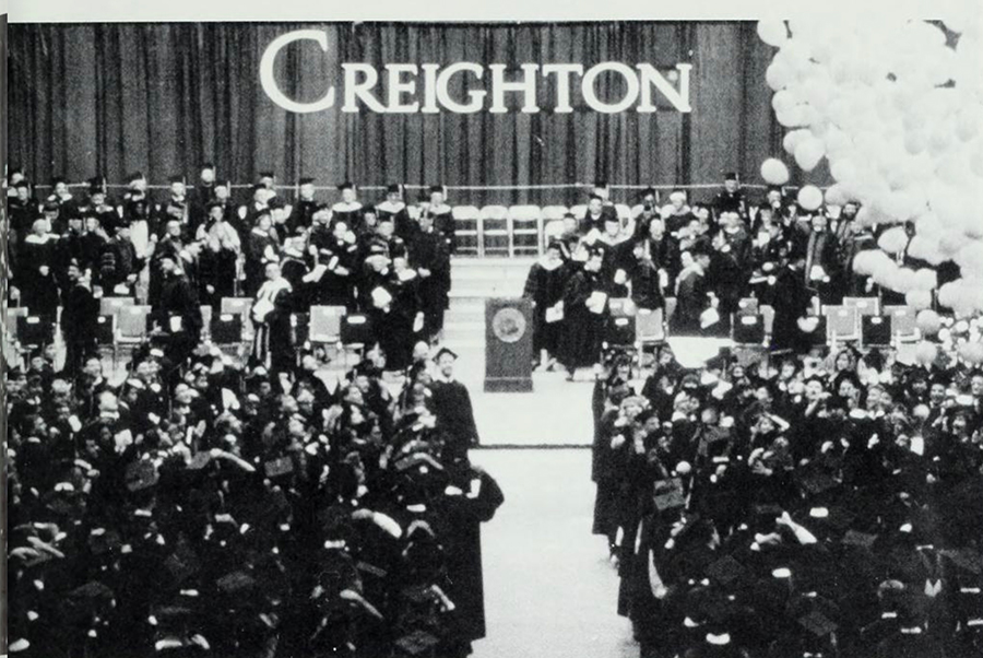 Image of Creighton graduation from the 1990s.