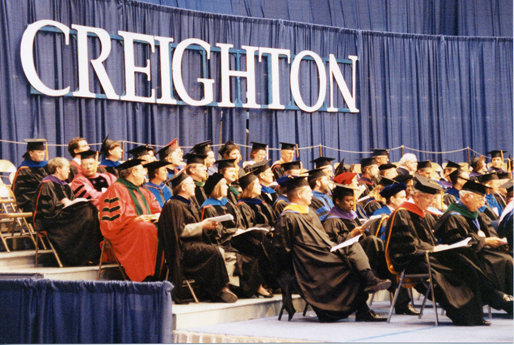 Image of Creighton graduation from the 1990s.