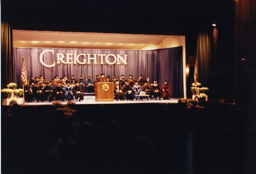 Image of Creighton graduation from the 1990s.