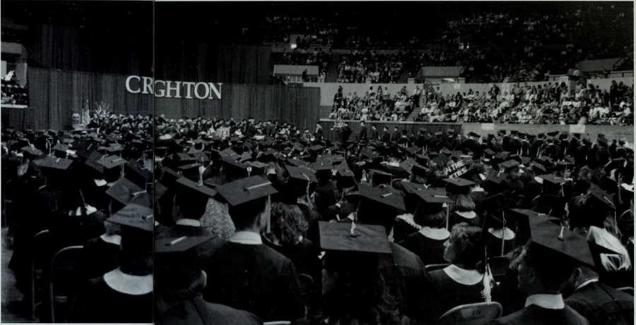 Image of Creighton graduation from the 1990s.