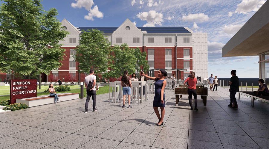 A rendering of the Simpson Family Courtyard
