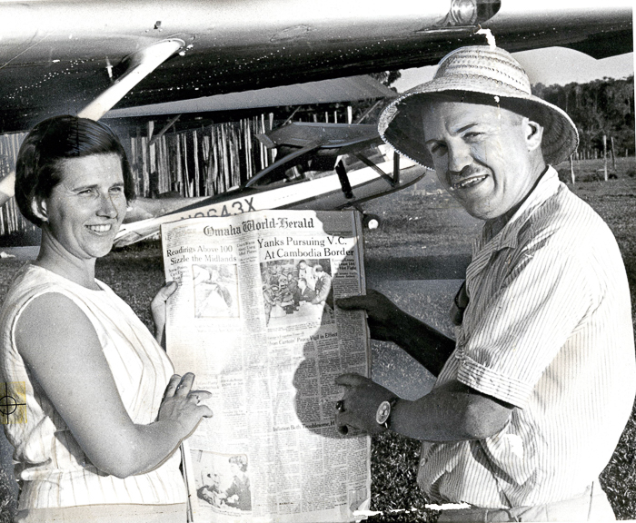 The Malys point out their publicity during a return trip to the Amazon.
