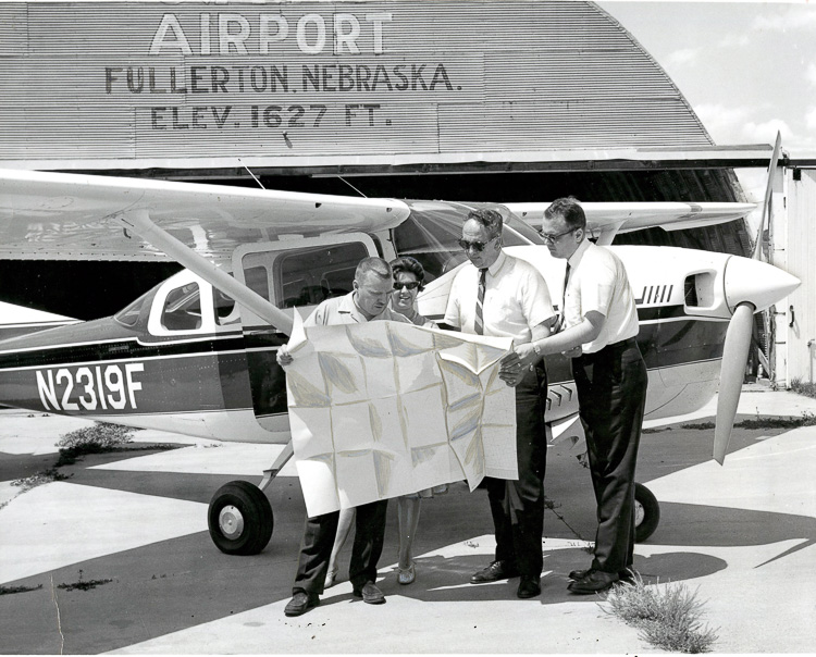James and Jan Maly, left, map out their next flight from the Fullerton airport.