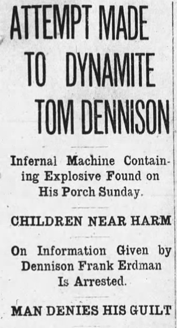 Headline of the infernal machine in 1910