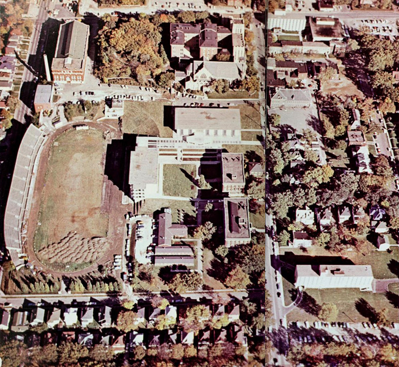 An overhead shot of Creighton in 1962.