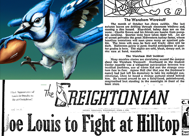 Images of headline of Creightonian paraodies