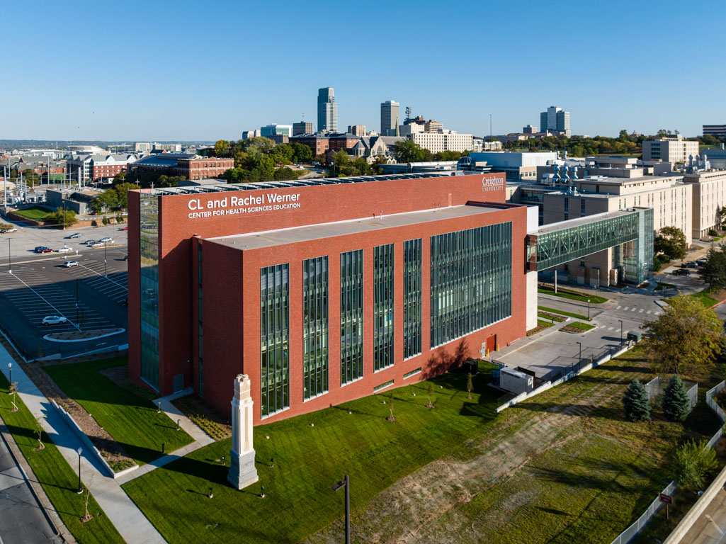 The exterior of a new building for Creighton's School of Medicine