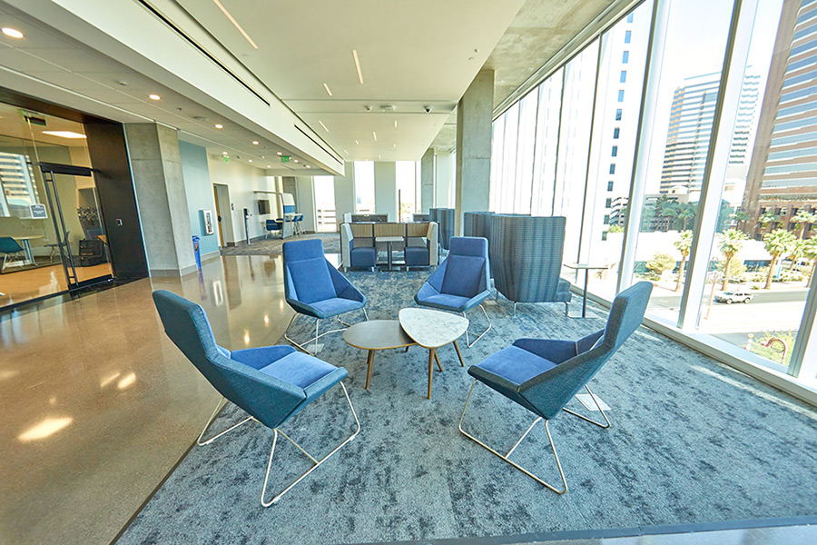 Interior shots of Creighton's health sciences campus in Phoenix.