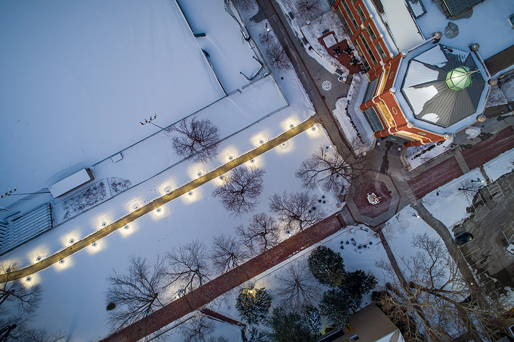 Harper Center aerial shot facing straight down.