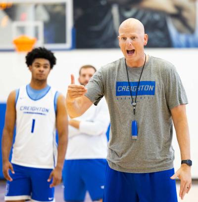 A basketball coach at practice